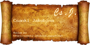 Csanki Jakobina névjegykártya